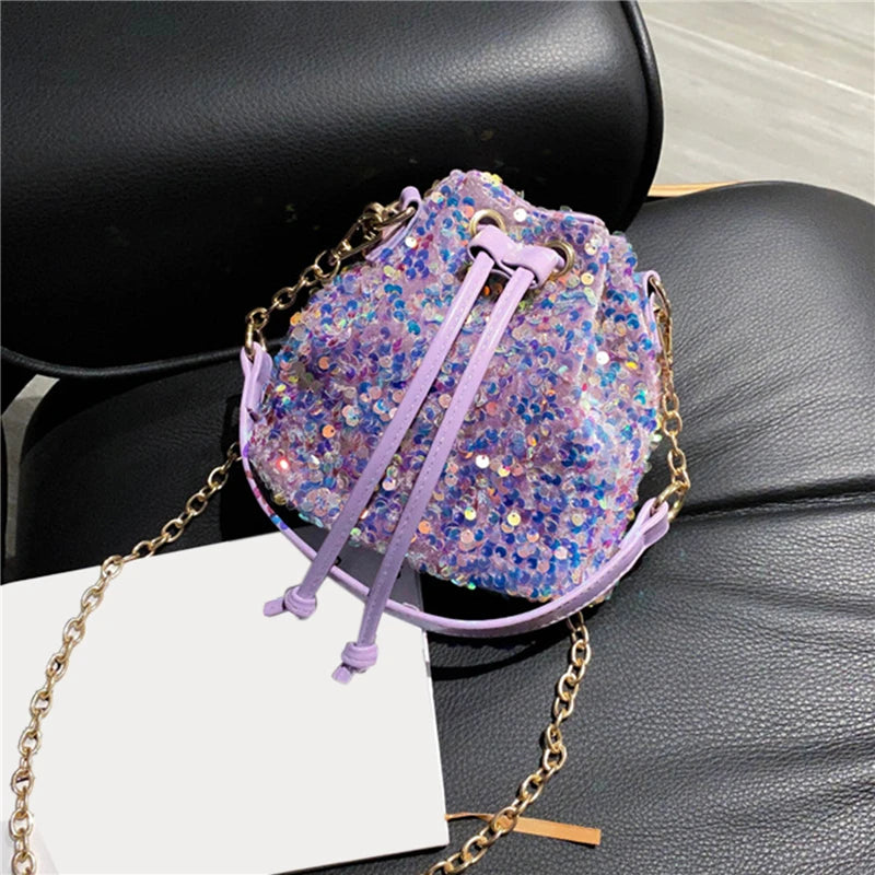 Sequins Bucket Bag Purses Handbags Shoulder Bag Girls Crossbody Bags