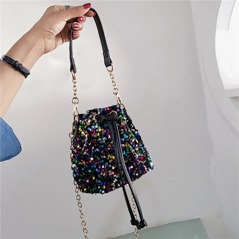 Sequins Bucket Bag Purses Handbags Shoulder Bag Girls Crossbody Bags