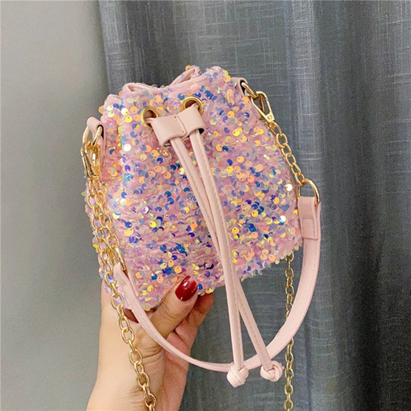 Sequins Bucket Bag Purses Handbags Shoulder Bag Girls Crossbody Bags