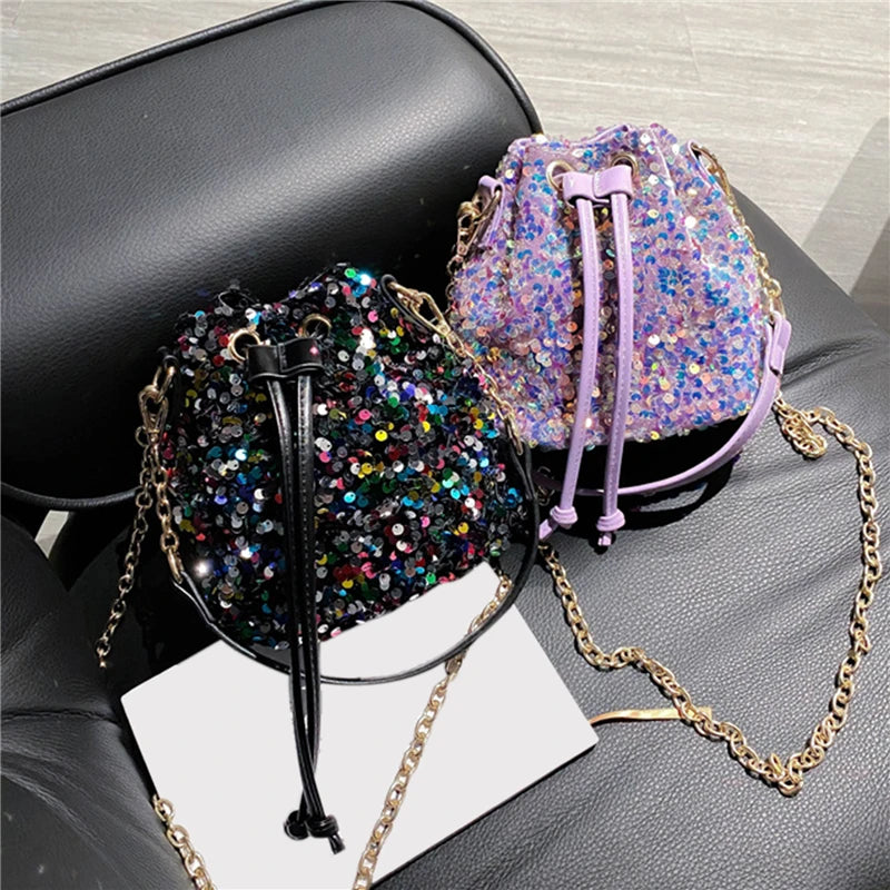Sequins Bucket Bag Purses Handbags Shoulder Bag Girls Crossbody Bags