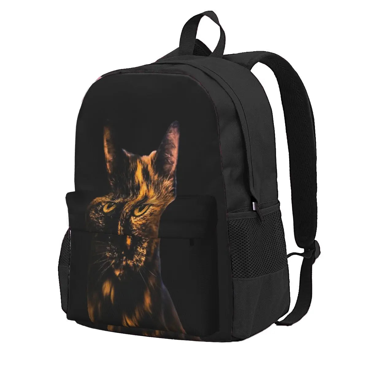 Tortie Cat Backpacks Men's and Women's Zippered Bag with Pockets