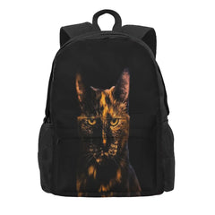 Tortie Cat Backpacks Men's and Women's Zippered Bag with Pockets