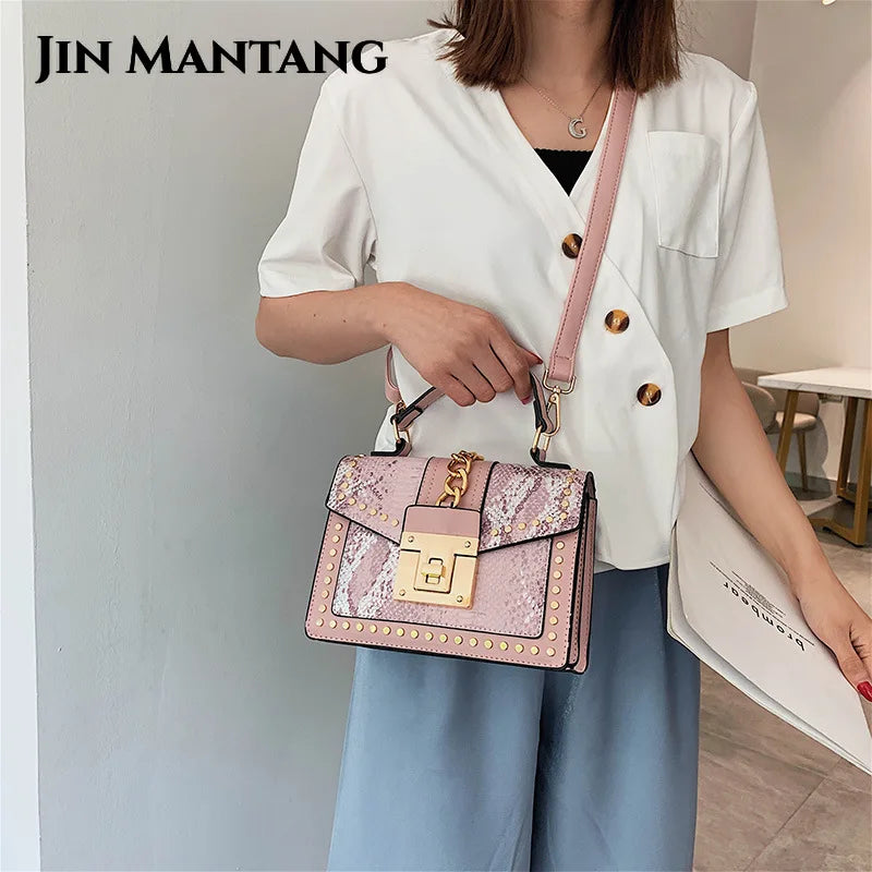 Serpentine Female Crossbody Bags Women Handbags Sac A Main Snakeskin Shoulder Sq
