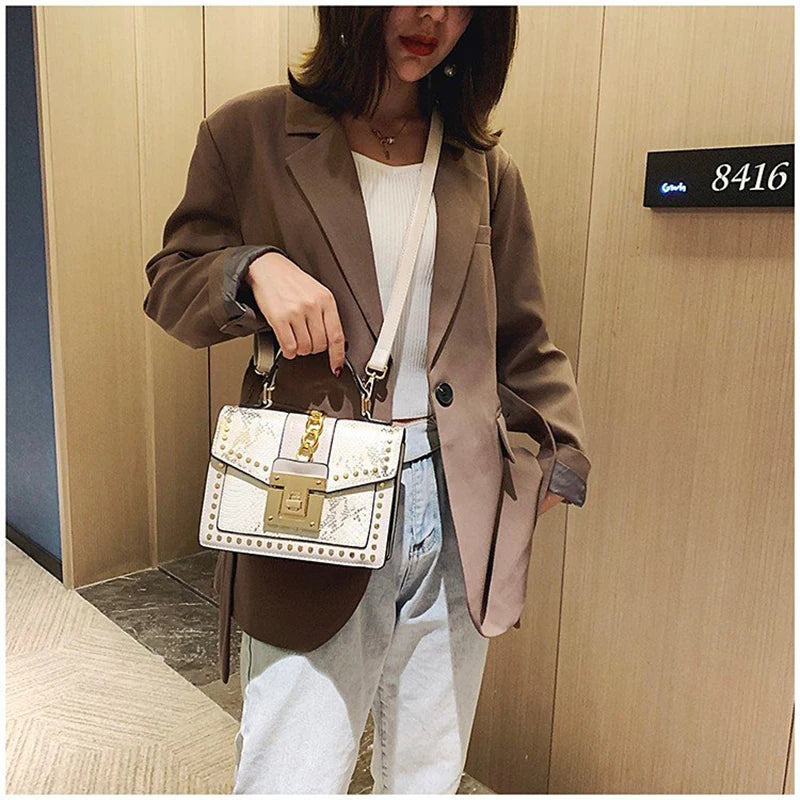 Serpentine Crossbody Bag Women Handbag Snakeskin Shoulder Bag