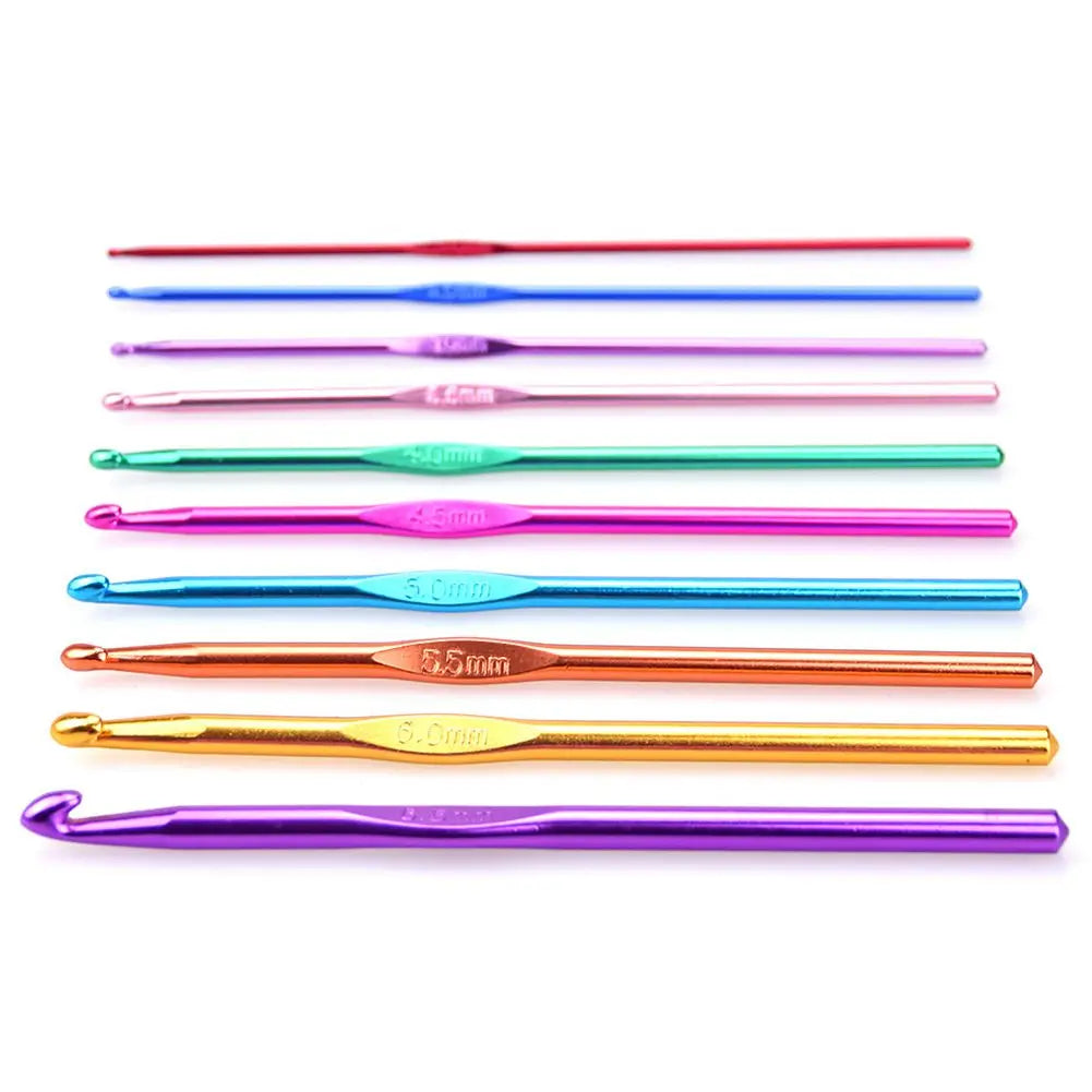 22 Aluminum Crochet Hooks Set with Case for Knitting Crafts
