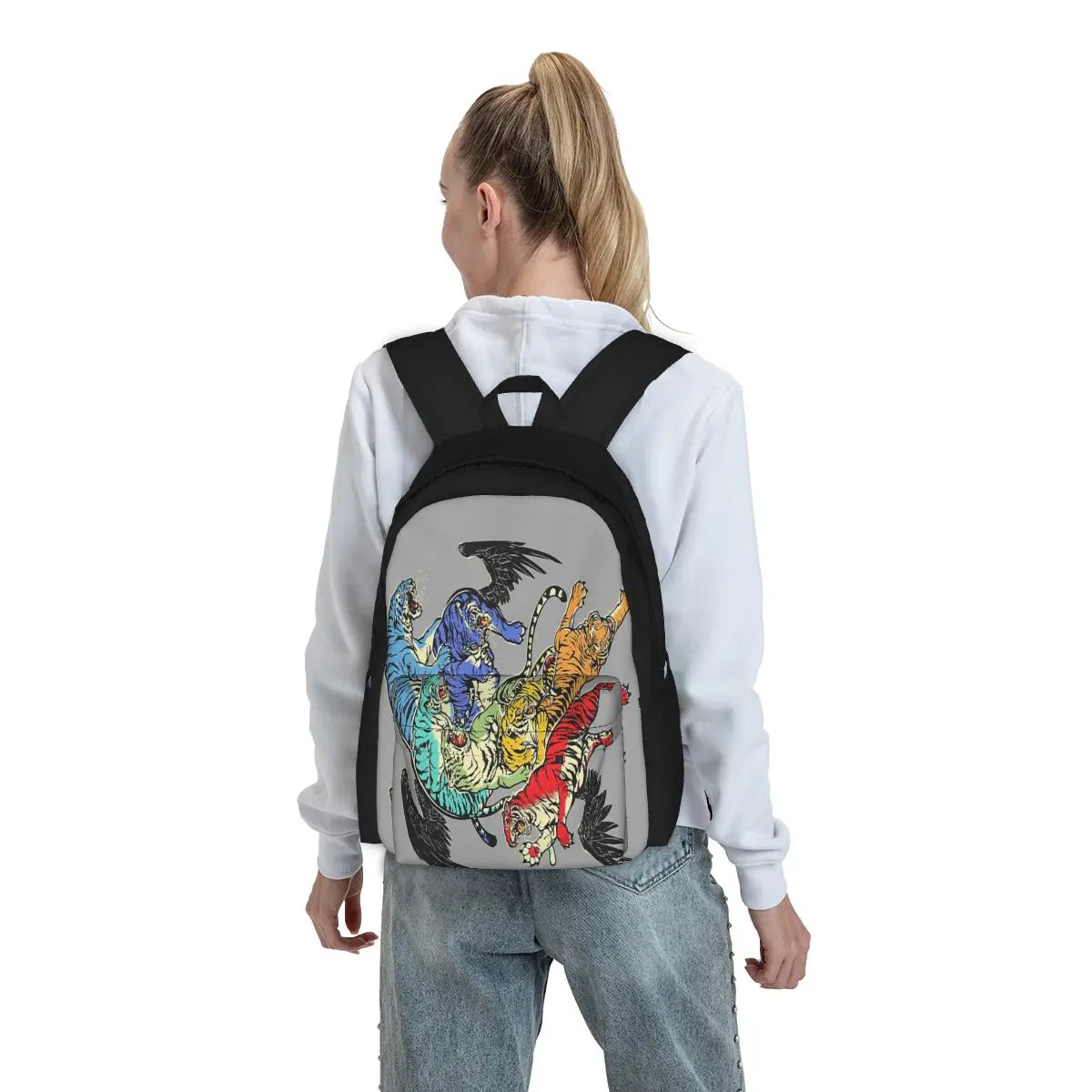 Seven Caged Tigers Backpack for Men and Women
