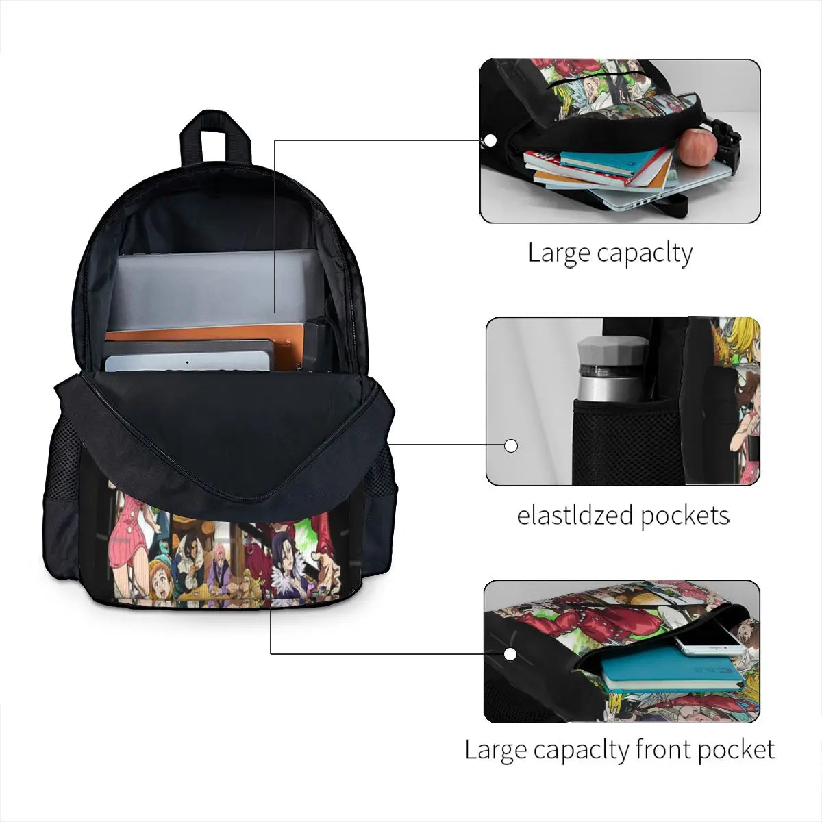 Seven Deadly Sins Manga Backpacks Men's Bag Women's Travel Bags