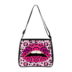Leopard Lips Print Women Handbags Canvas Shoulder Bags Travel Hip Hop Clutch
