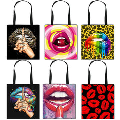 Leopard Lips Tote Bag Women Handbag Girls Shoulder Bags Travel Shopping