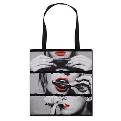 Leopard Lips Tote Bag Women Handbag Girls Shoulder Bags Travel Shopping
