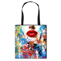 Leopard Lips Tote Bag Women Handbag Girls Shoulder Bags Travel Shopping
