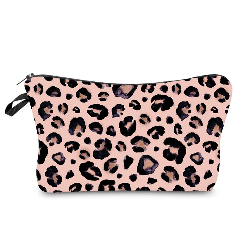 Leopard Printed Cosmetics Organizer Bag Waterproof Makeup Bag