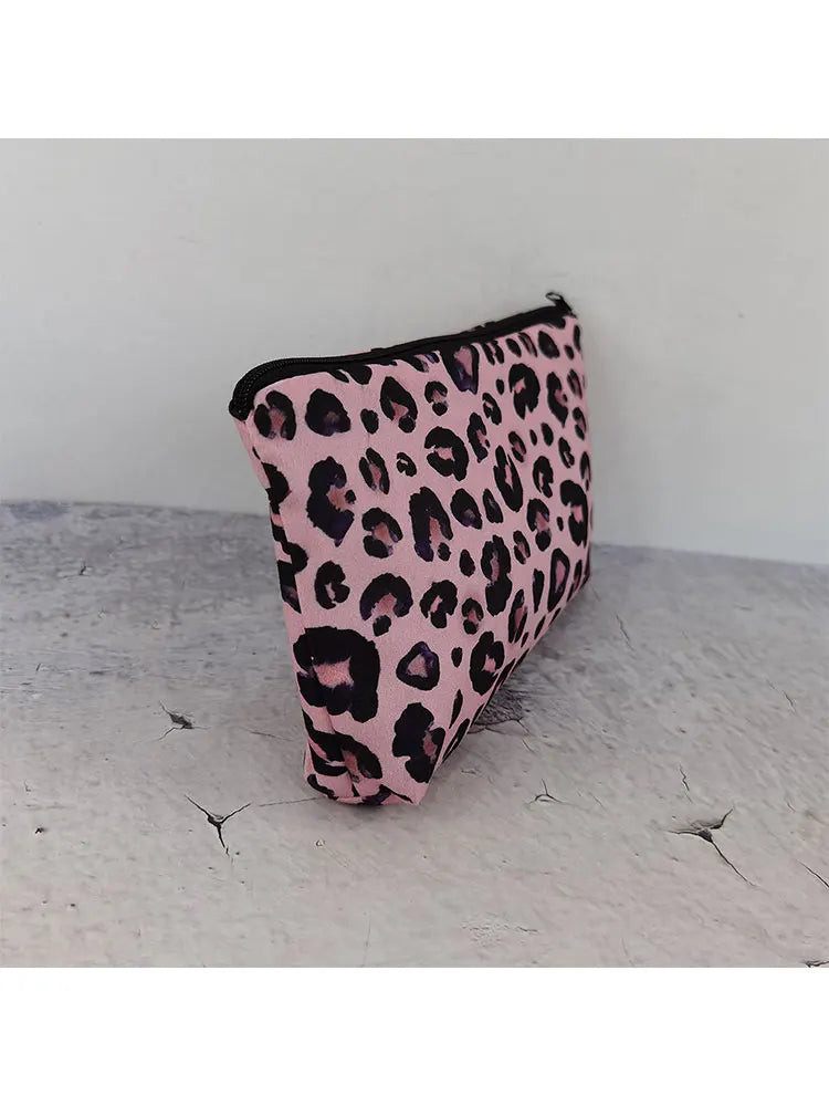 Leopard Printed Cosmetics Organizer Bag Waterproof Makeup Bag