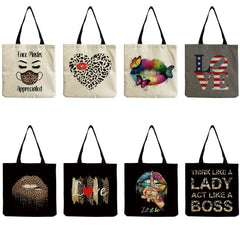 Sexy Lip Print Eco Friendly Shopper Bag Beach Bag High Capacity Women Handbag