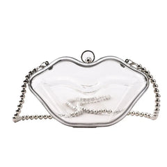 Sexy Red Lips Party Clutch Evening Bag Chain Crossbody Bag Purses