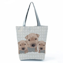 Shar Pei Print Shoulder Bag Dog Handbags Ladies Animal Casual Women's Bag