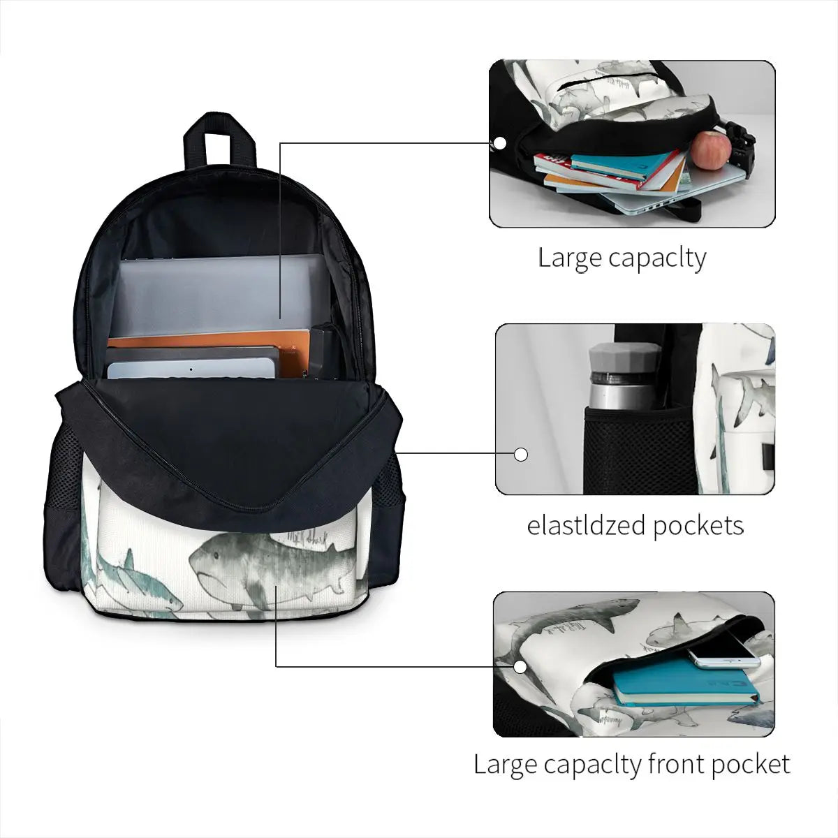 Sharks 2 Backpacks Men's/Women's Plain Personalised Bag