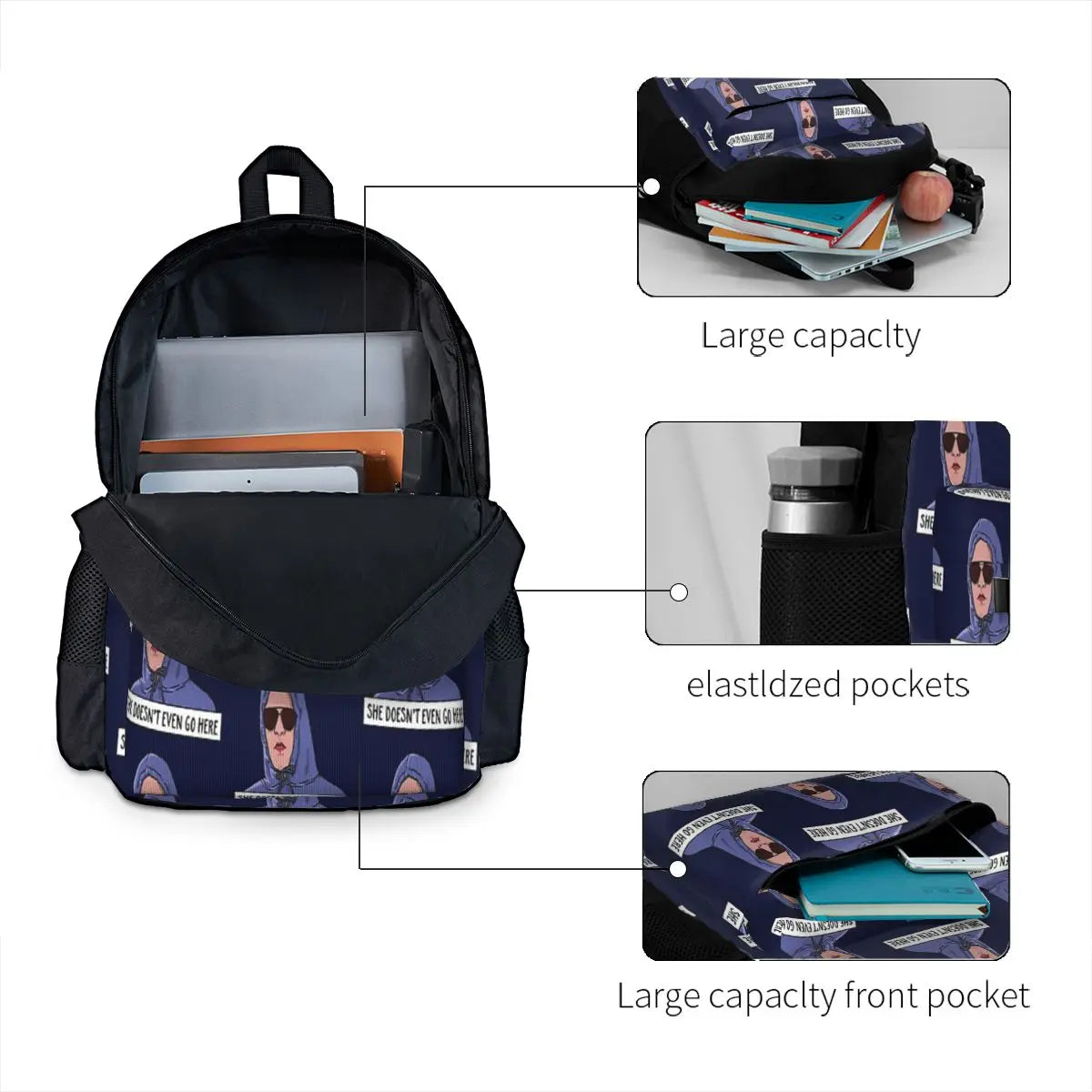She Doesn't Even Go Here Backpack Men's Women's Back Pack