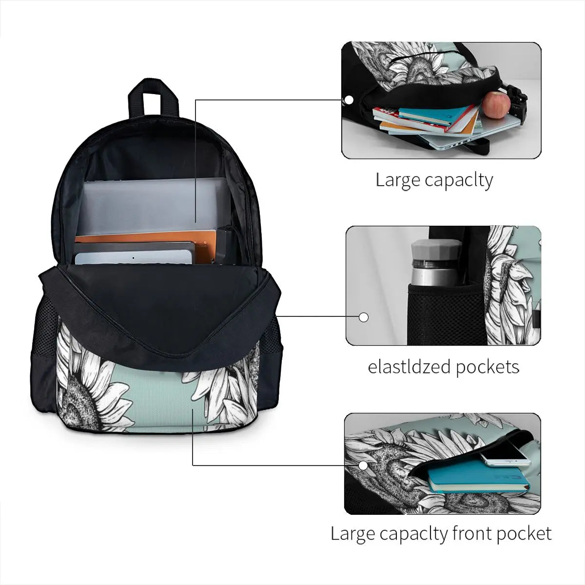 Wild Flower Backpack Men's & Women's Recycled Bag