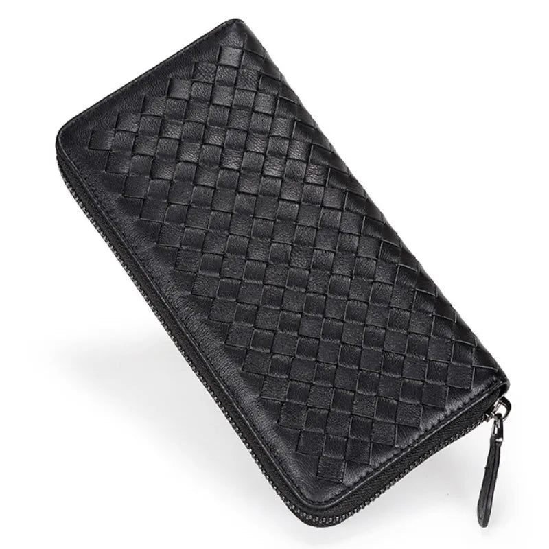 Sheepskin Knitting Leather RFID Purse Women Hasp Zipper Wallets