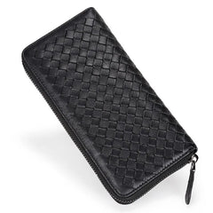 Sheepskin Knitting Leather RFID Purse Women Hasp Zipper Wallets