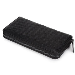 Sheepskin Knitting Leather RFID Purse Women Hasp Zipper Wallets