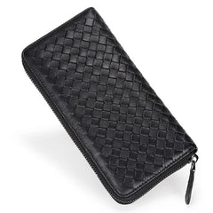 Sheepskin Knitting Leather Wallet for Women, Long Clutch with Cell Phone Bags