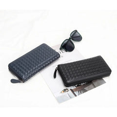 Sheepskin Knitting Leather Wallet for Women, Long Clutch with Cell Phone Bags