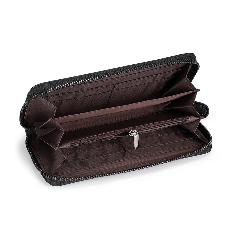 Sheepskin Knitting Leather Wallet for Women, Long Clutch with Cell Phone Bags