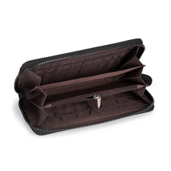 Sheepskin Knitting Leather Wallet for Women, Long Clutch with Cell Phone Bags