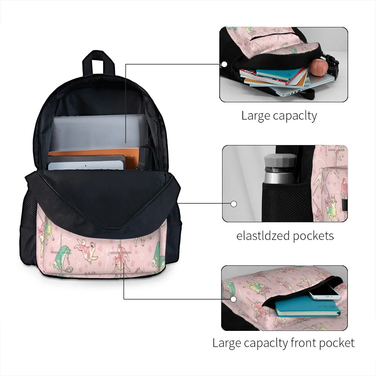Shibakura & Matchinu Strawberry Backpacks Men's Women School Bag