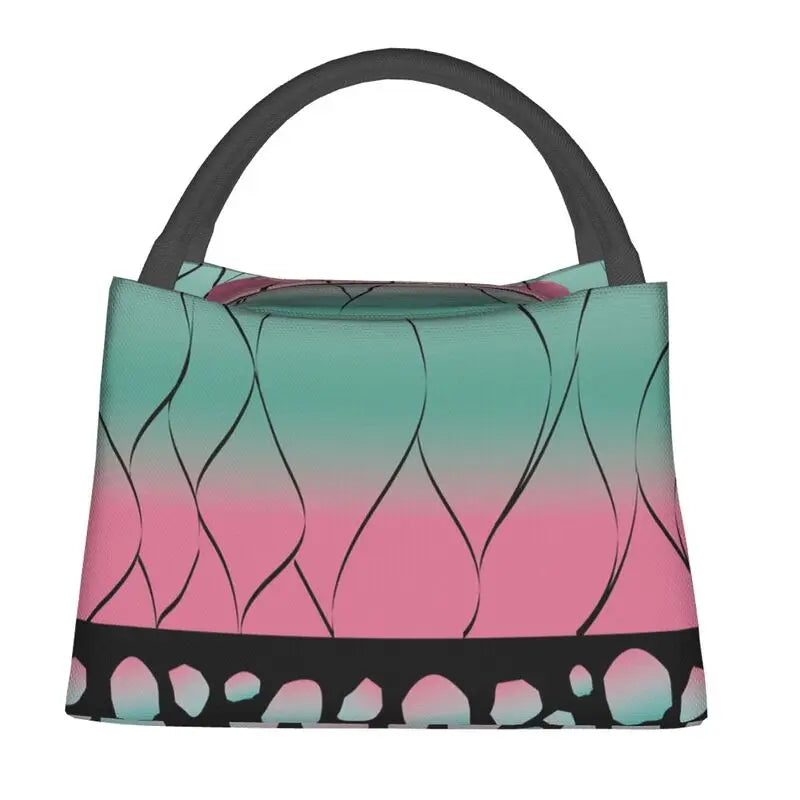 Shinobu Pattern Insulated Lunch Bag for Work Office Demon Slayer Cooler Women