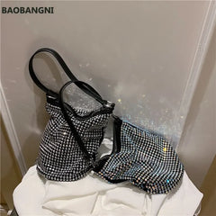 Diamonds Tote Bag Women's Handbag Bucket Shoulder Crossbody Bag