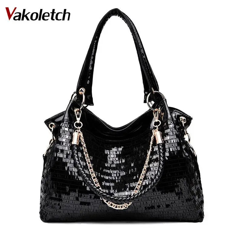 Sequins Women Handbags Chain Shoulder Bags for Women Leather KL715
