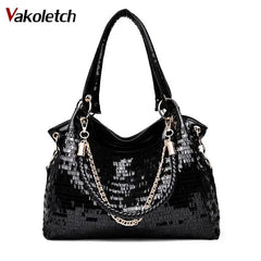 Sequins Women Handbags Chain Shoulder Bags for Women Leather KL715