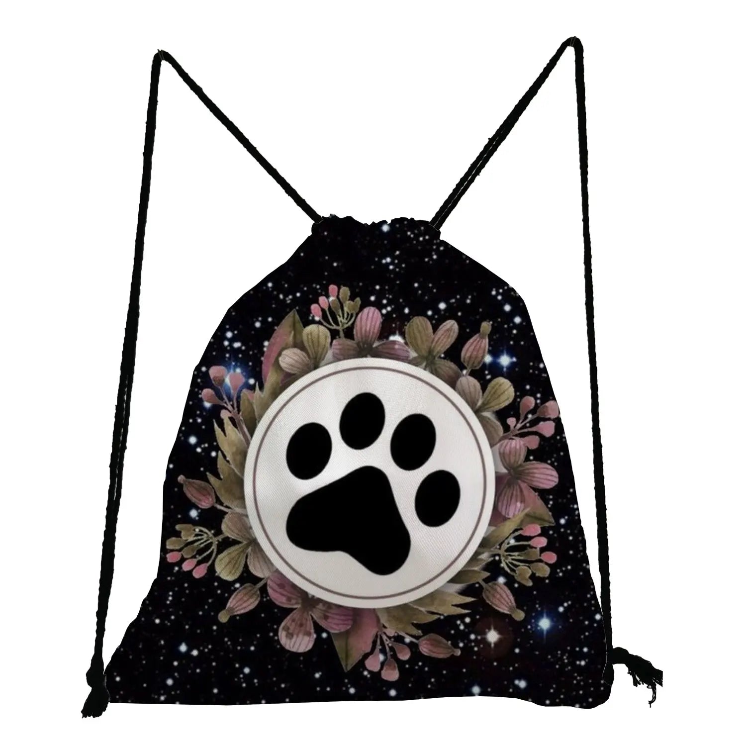 Dog Paw Printed Backpack for Student Eco Women's Drawstring Bag