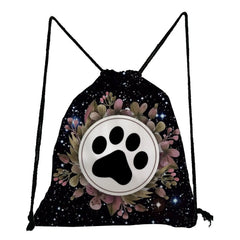Dog Paw Printed Backpack for Student Eco Women's Drawstring Bag