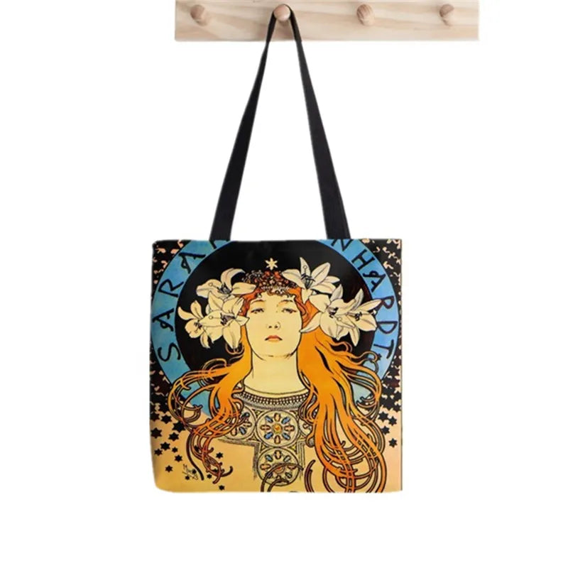 Alphonse Mucha Seasons Printed Tote Bag Women Harajuku Shopper