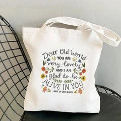 Anne of Green Gables World Tote Bag Women Harajuku Canvas Handbag