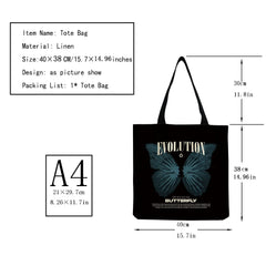 Customizable Butterfly Mushroom Print Tote Bag Handbags