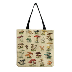 Customizable Butterfly Mushroom Print Tote Bag Handbags