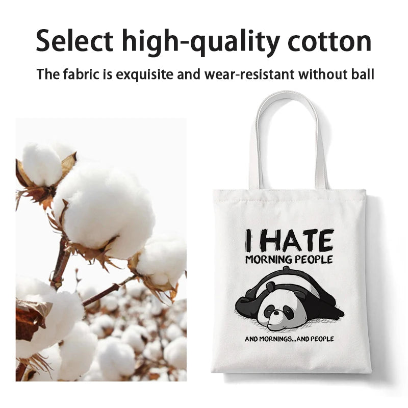 Canvas Shopping Bag Panda Sloth Print Large-capacity Eco Bag