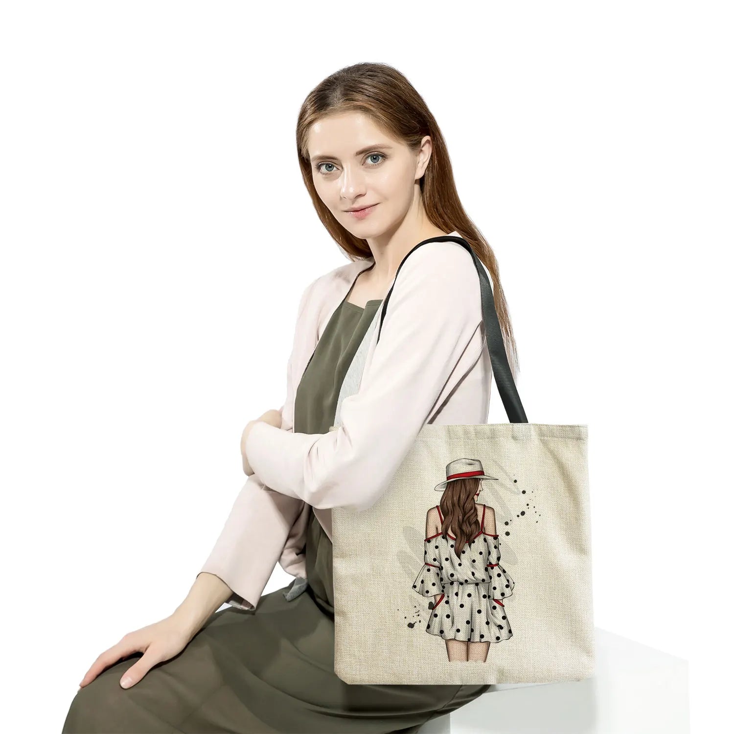 Cartoon City Girl Tote Bag - High Capacity Shoulder Bag