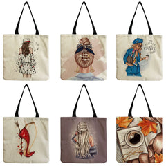 Cartoon City Girl Tote Bag - High Capacity Shoulder Bag