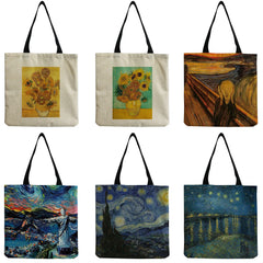 Art Famous Oil Painting Tote Bag Customizable High Capacity