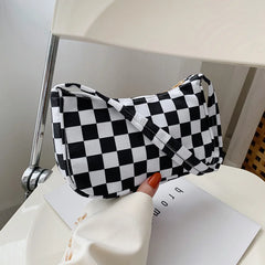 Plaid Leopard Print Nylon Female Handbag Shoulder Bags for Girls