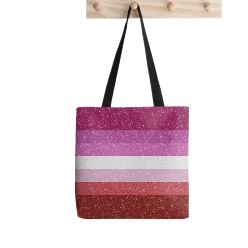 Glitter Lipstick Lesbian Tote Bag Harajuku Shopping Handbag Canvas