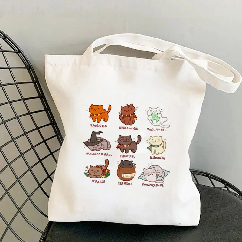Hedgehog Yoga Cartoons Printed Tote Bag Women Harajuku Shopper Handbag