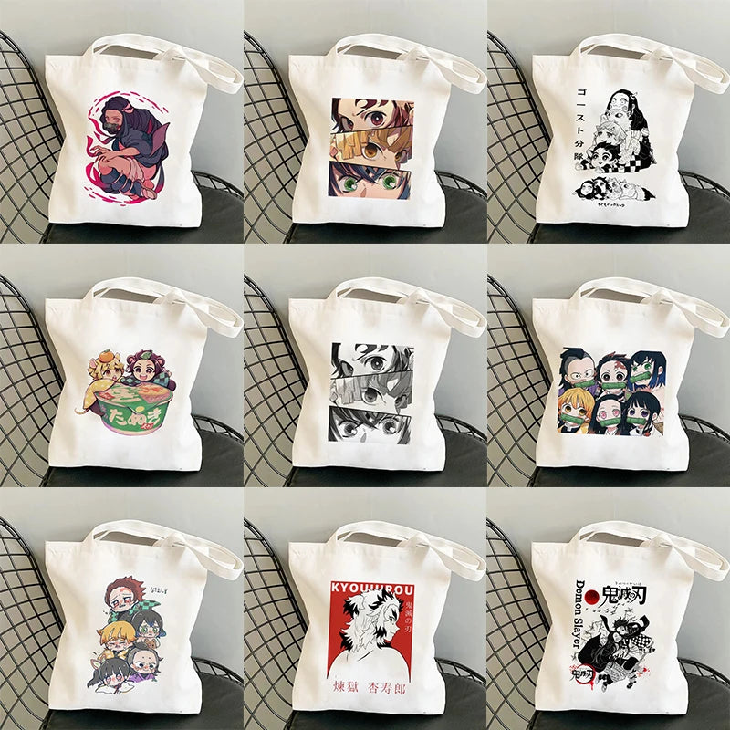 Demon Slayer Eco Daily Use Foldable Tote Bag Harajuku Shoulder Bags