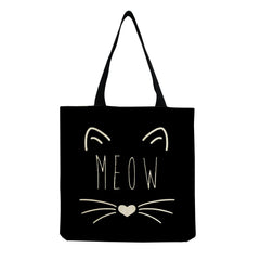 Cartoon Cat Print Tote Bag Eco Reusable Women's Shoulder Handbag